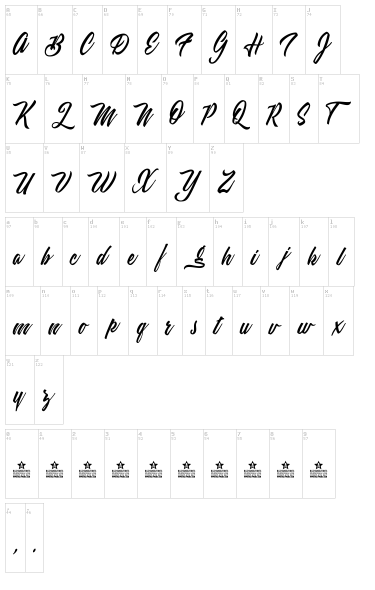 Weekend Flower Hunters font map